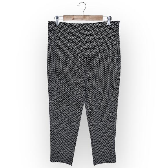J.Jill Weaver Collection Forward Seam Slim Ankle Pant M Black Geo Basket Weave - Picture 1 of 9